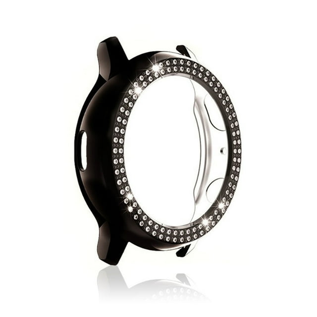 Boîtier de Montre, Fermeté, Forme Ronde, Cadre Rigide, Pare-Chocs, Protecteur en Strass Scintillants, Chic, Antichoc, Coque Unie, Couvre-Montre R820-44mm Noir
