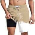 thumbnail image 4 of Guluxicc Men's Beach Shorts Double Layer Drawstring Elastic Waist Shorts Summer Vacation Shorts, 4 of 8