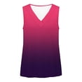 thumbnail image 3 of Mujeres sin mangas Tops de verano gradiente color fuera de posición impresión V-cuello blusa casual Mujeres V-cuello de verano Tops, 3 of 8