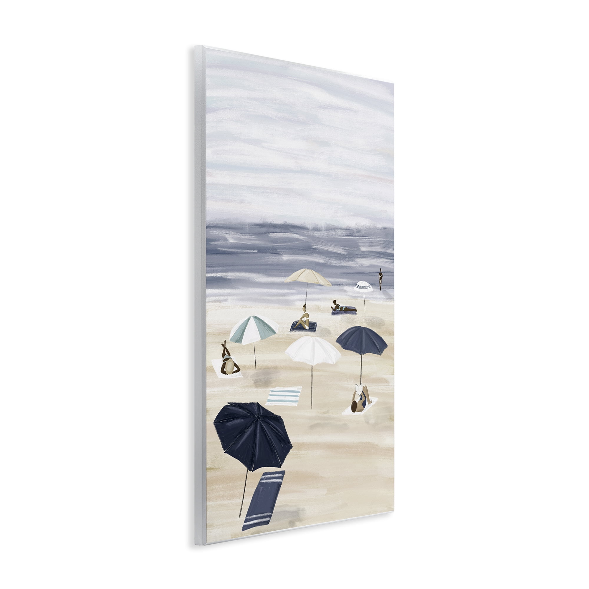 Stupell Industries Beachgoers with Umbrellas Nautical & Beach Painting Unframed Art Print Wall Art, 13 x 19