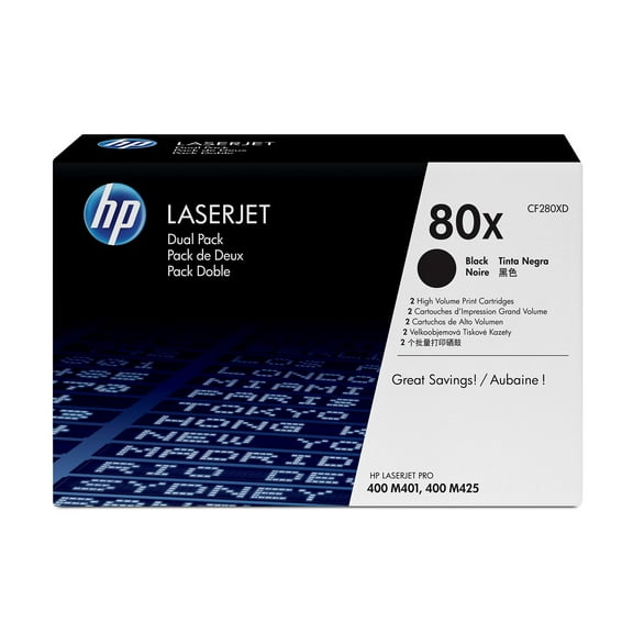 HP 80X 2-pack High Yield Black Original LaserJet Toner Cartridges, ~6900 pages,