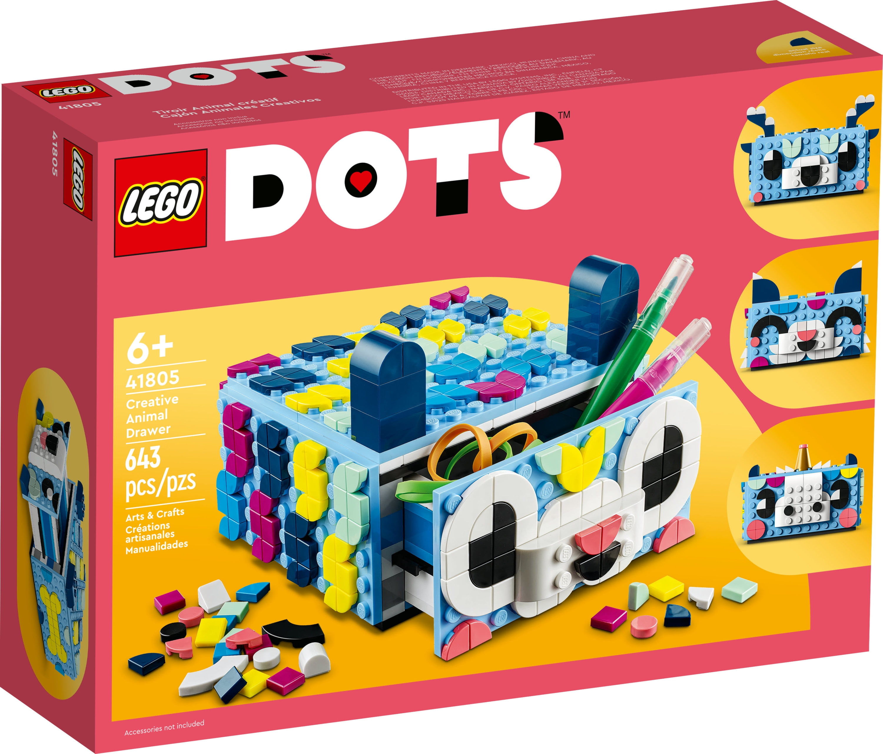 LEGO DOTS Creative Animal Drawer 41805, Toy Mosaic Kit for Children, DIY  Jewelry Storage Box or Desk Caddy, Kids Craft Kit 