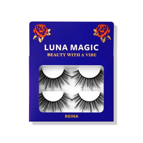 Luna Magic Faux Mink False Eyelashes, Reina, Black, 2 Pair