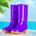 thumbnail image 2 of Women Plus Size Mid Calf Rain Boots Waterproof Mid Heel Platform Non Slip Wading Rubber Boots for Outdoor Gardening & Rainy Days Purple 8.5(41), 2 of 5
