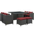 thumbnail image 2 of Modway Sojourn 9 Piece Outdoor Patio Sunbrella® Dining Set in Canvas Red, 2 of 5