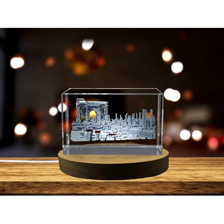 Timgad 3D Engraved Ancient Roman Ruins Crystal Gift