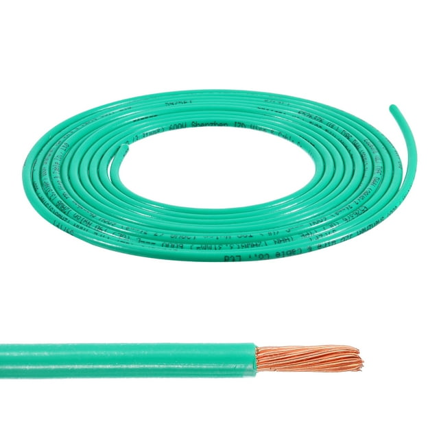 Uxcell 10 Feet 12 AWG Gauge THHN Stranded Green Copper Building Wire 600V Electrical Wire Copper Cable for LED