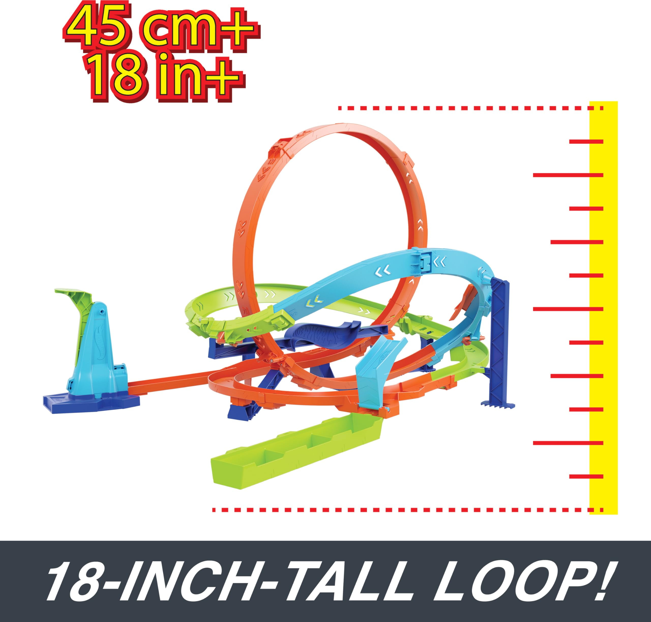 Hot Wheels Toy Car Track Set, Action Loop Cyclone Challenge, 18-in Tall, 2 Ways to Play & Easy Storage, with 1:64 Scale Toy Vehicle