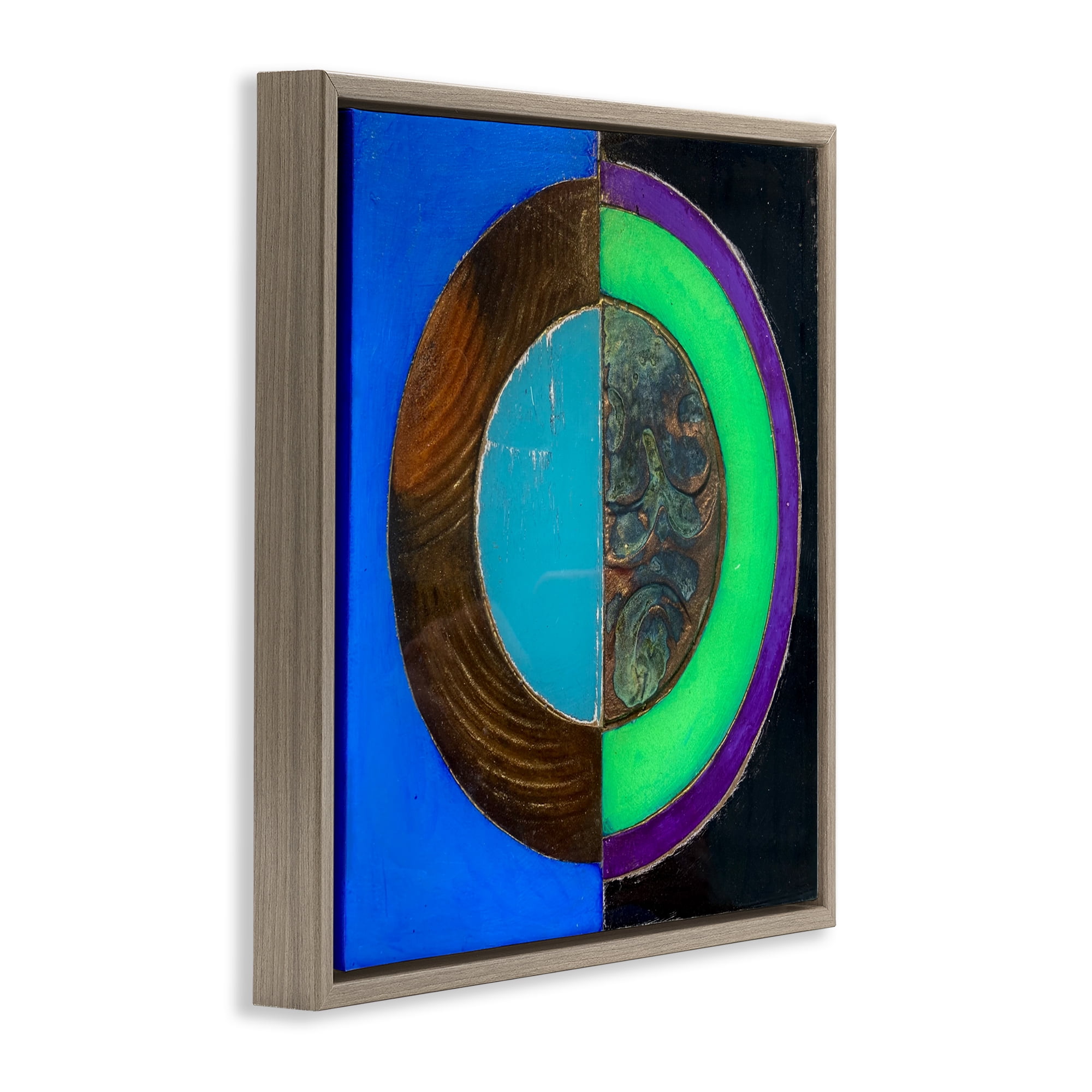 Stupell Industries Nocturnal Circle Symmetry Brown Framed Floater Canvas Wall Art, design by Matthew Finger