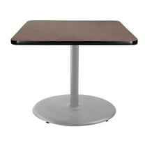Hampden Furnishings Bennet Collection Steel Frame 36" Square Top, Round Base, 30" Height, Cafe Table Grey Frame/Mahogany Top