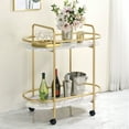 thumbnail image 4 of Furniture of America Harper Metal 2-Tier Serving Cart, Gold and White, 4 of 5