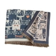 thumbnail image 2 of Bufanda de cachemira sintética con estampado de gato grande, chal de pashmina, bufanda gruesa para mujer Azul, 2 of 9