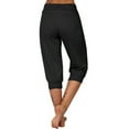 thumbnail image 3 of Langwyqu Women Drawstring Capri Yoga Pants Lounge Joggers Pants Knee-length Trousers, 3 of 5