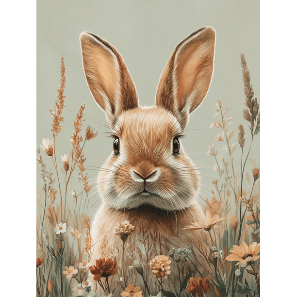 Qisvanset Framed Canvas Wall Art, 12x16 Inch Sage Green Bunny Watercolor Nursery Wall Print