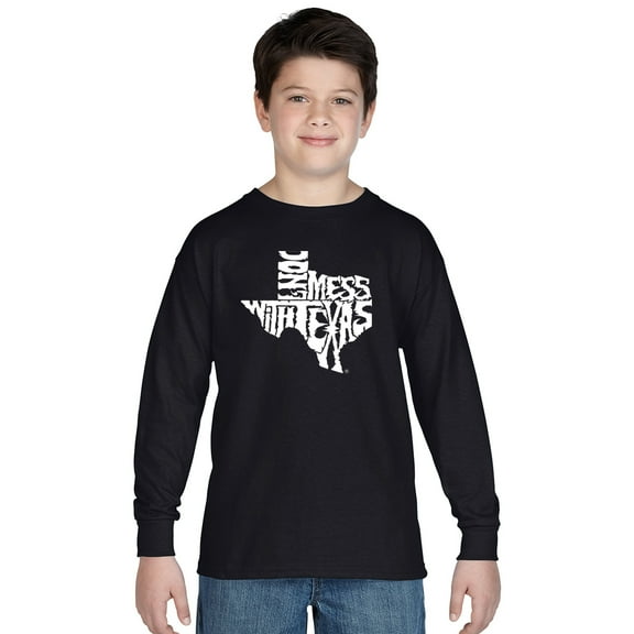 LA Pop Art Boy's Word Art Long Sleeve - DONT MESS WITH TEXAS