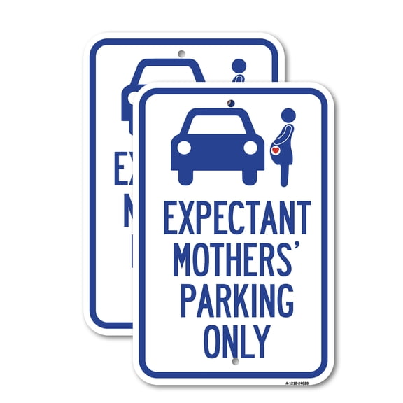 (2 Pack) Expectant Mothers' Parking Only (With Graphic) | 12" X 18" Heavy-Gauge Aluminum Sign | Rust Free Aluminum, Weather Resistant, Waterproof, Fade Resistant, 2 Pre-drilled Holes