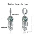 thumbnail image 5 of JQUEEN Feather Dangle Earrings for Women with 10mm Round Moss Agate 925 Sterling Silver Lever Back Drop Earrings, 5 of 5