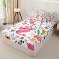 thumbnail image 2 of Erosebridal Vibrant Axolotl Zipper Twin Comforter Sets with Fitted Sheet and 2 Pillowcases,Woodland Foliage Print Zipper Bedding Set,Hot Pink Red White,Reversible, 2 of 6