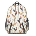 thumbnail image 3 of Rooster and Floral White Pattern Cute School Backpack Bag with Padded Back and Adjustable Shoulder Straps 16.9 X 12.6 X 5.9 Inches, 3 of 5