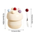 thumbnail image 4 of Yrmaups 2 Pcs Support de Fourchette à Fruits en Forme de Champignon, Décor de Cuisine en Céramique avec 6 Fourchettes en Acier Inoxydable, Ensemble de Service Réutilisable pour Desserts et Gâteaux pour Fête, Mariage, Pique-Nique, Maison, 4 of 9