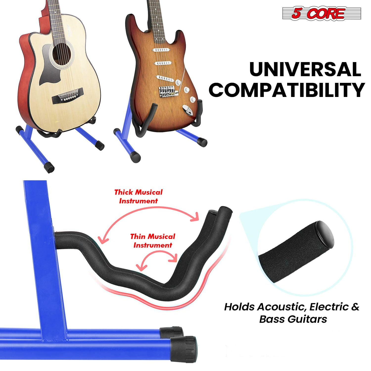 Guitar Stand 2 Pack A Frame w Soft Foam Arm Non Slip Rubber for Acoustic Electric Bass