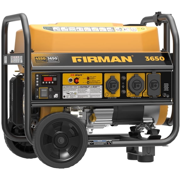 FIRMAN P03613 4550/3650W Gas Portable Generator 4550W Recoil Start 120V with CO Alert