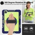 thumbnail image 2 of Dteck iPad Pro 11 2021 3rd Gen/2020 2nd Gen /2018 1st Case with Pencil Holder, Full-Body Rugged Shockproof Protective Cover Hand Strap & Shoulder Strap+360 Rotation Stand Cover,Navyblue+ Lime-green, 2 of 9