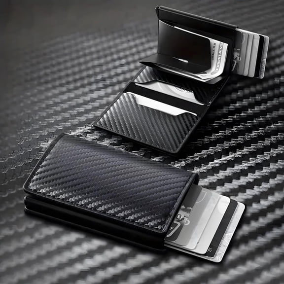 Kannior Wallet fo Men Card Holder, Small and Ultra-Thin Wallet Front Pocket with Cash Slot, 9-14 Card Capacity, Pop-Up Business Card Box