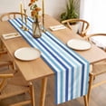 thumbnail image 3 of Geometric Stripe Table Runner - 36 Inch Long, Kitchen Dining Table Runner Dresser Scarves, Ombre Farmhouse Blue Vertical Striped Farmhouse Decor for Coffee Tables Wedding Party Banquet, 3 of 8