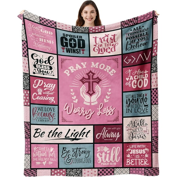Christian Gifts for Women, Religious Gifts for Women, Inspirational Birthday Gifts for Women Faith, Catholic Spiritual Gifts for Women, Christian Throw Blanket with Bible Verse 60x50inch