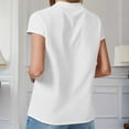 thumbnail image 4 of Blczomt Casual Womens Tops Short Sleeve Plain Button Down Shirt White Summer Work Women's Blouse, 4 of 4