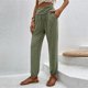 thumbnail image 4 of Pantalones Con Cordón Pantalones básicos para damas Slim Fit Estilo casual Cintura elástica Color sólido Traje deportivo Ygjytge Verde Militar Xxl para Mujer, 4 of 6