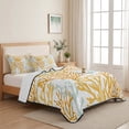 thumbnail image 5 of Full Quilt Set 78''x90'', Orange Gray Coral Coastal Lightweight Bedspread Coverlet Set with 2 Pillow Shams, Summer Beach Seaside Nautical Breathable All Season Quilt Bedding for Bedroom/Guest Room, 5 of 9