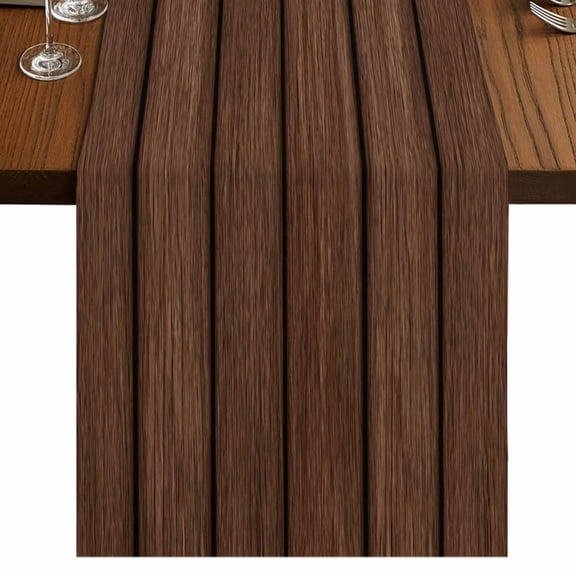Table Runners 90 Inches Long Dress Scarves, Dark Brown Wooden Farmhouse Coffee/Dining/Kitchen Table Runner for Living Room, Vintage Western Country Wooden Board 13x90 Inch