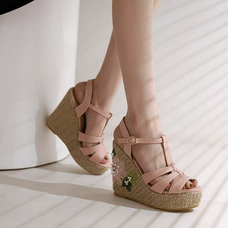 

Hvyesh Womens Wedge Sandals Casual Summer Peep Toe Sandals Comfortable Hollow Out Sandals Fashion Breathable Sandal Size 6