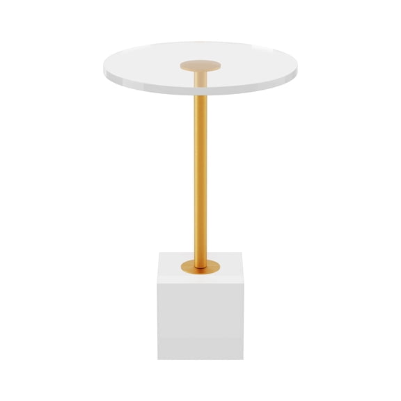 VDGPWA Small Round  Acrylic End Table, Clear Drink Table for Living Room, Bedroom