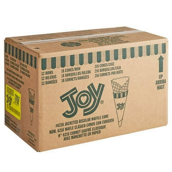 JOY Regular Jacketed Waffle Cone - 216/Case for Perfectly Insulated Ice Cream Treats