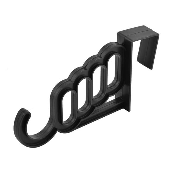 Unique Bargains Household Plastic Over Door Wardrobe Clothes Coat Towel Bags Hook Hanger Black