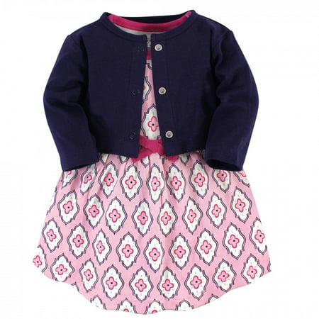 

Touched by Nature Baby and Toddler Girl Organic Cotton Dress and Cardigan 2pc Set Trellis 9-12 Months