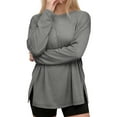 thumbnail image 5 of YODETEY Women Oversized Long Sleeve Basic Crewneck Tee, Womens Casual Fit Tops Shirts, Women's Plus Gray,Size S, 5 of 8
