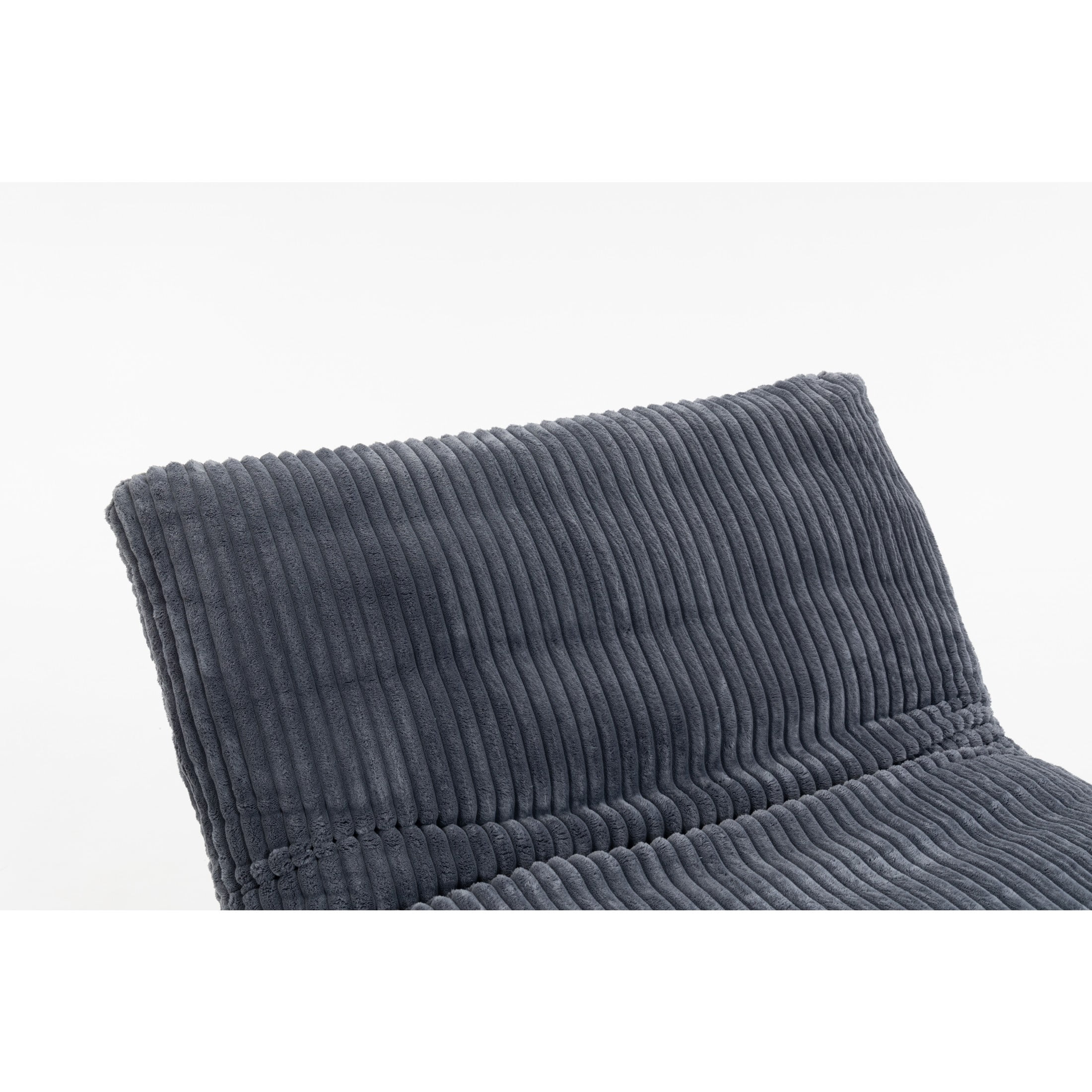 GDF Studio Floren Corduroy Bean Bag Accent Chair with Solid Wood Frame, Lazy Sofa for Living Room, Dark Grey