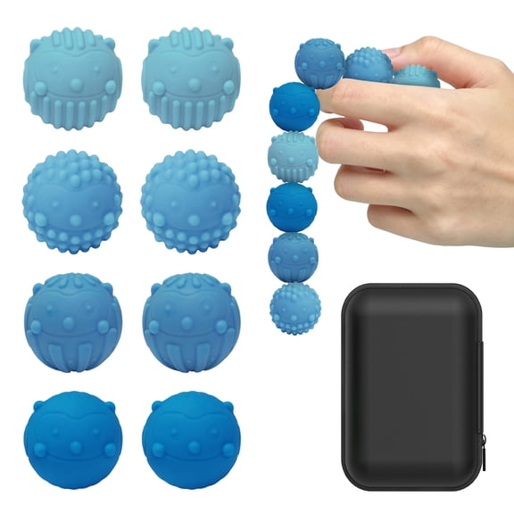 8PCS Silicone Magnetic Balls Fidget Toys for Adults Teens, Stress Relief Sensory Toy for Autism ADHD Anxiety, Office Desk Fun Textures Gadgets, Stocking Stuffers Gift for Women Men,Blue