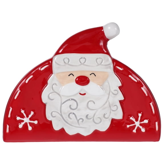 Servilletero de cerámica de Papá Noel, servilletero de pie, dispensador de servilletas, decoración de mesa de Navidad