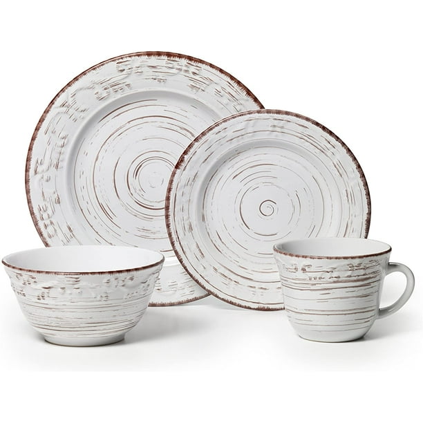 Pfaltzgraff Trellis White 16Piece Dinnerware Set, Service for 4