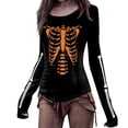 thumbnail image 2 of Yuhangmm Halloween Tshirts Women Halloween Skeleton Printed T Shirt with Cool Skeleton Design for Holiday Wear Orange XL, 2 of 5