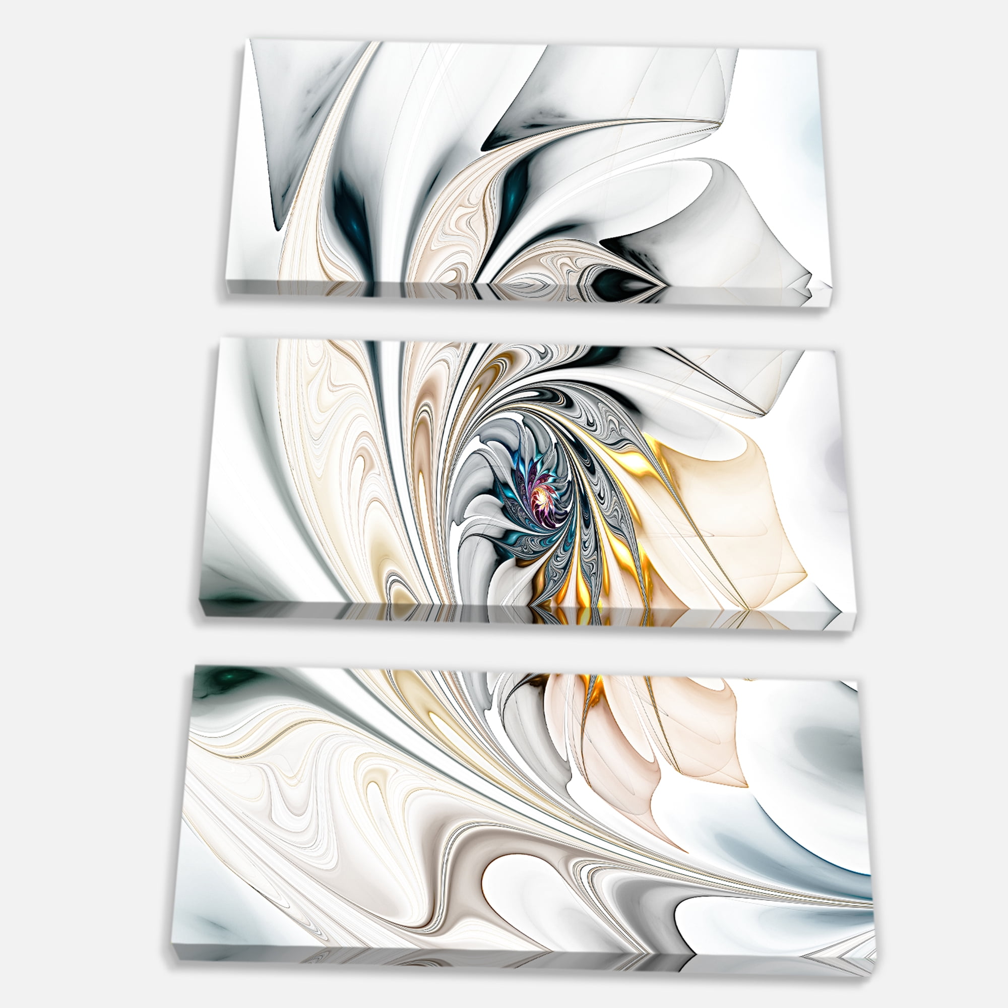 Designart 'White Stained Glass Floral Art ' Large Floral Wall Art Canvas