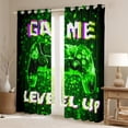 thumbnail image 2 of Feelyou Fashion Game Console Blackout Curtains Set of 2 (52x84 Each), Futuristic Green Square Window Curtains, Teens Kids Boys Girls Curtains and Drapes, Blackout Curtains Bedroom Decor, 2 of 6