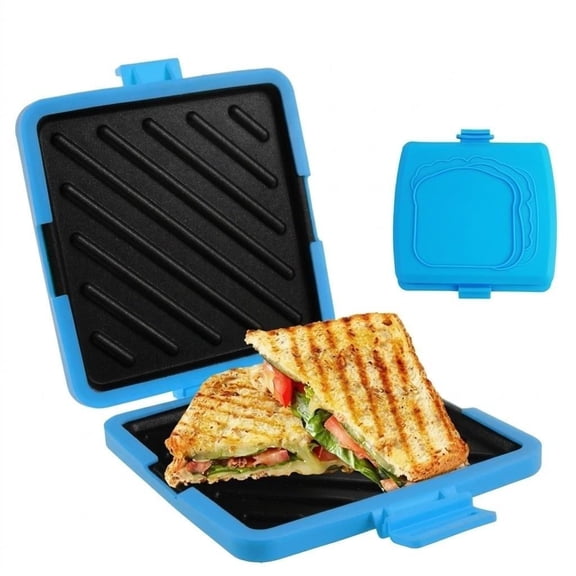 FUBEI Microwave Grilled Cheese Maker with Lid, Non‑Stick Breakfast Sandwich Maker 6.3x6.6 in Blue