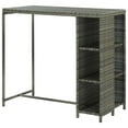 thumbnail image 3 of vidaXL Bar Table with Storage Rack Grey 120x60x110 cm Poly Rattan, 3 of 5