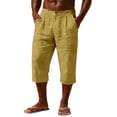 thumbnail image 2 of Gamivast Linen Capri Pants for Men Straight Leg Button Waist Cropped Pants with Pockets Loose Fit Lightweight Pants Casual Beach Vacation Summer Wear, 2 of 8